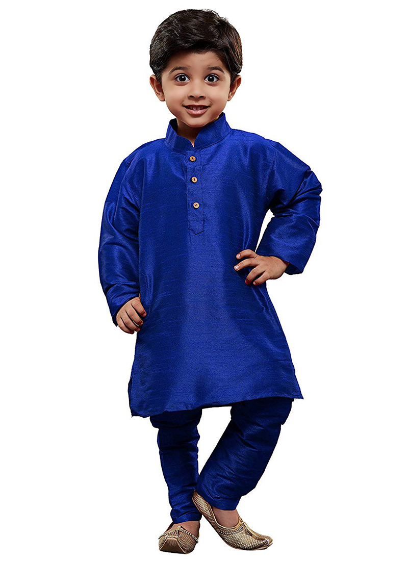 Blue Art Dupion Silk Kurta Pyjama