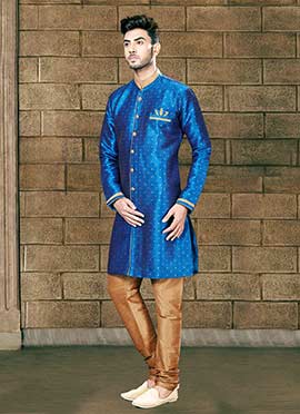Blue Art Silk Indowestern Sherwani