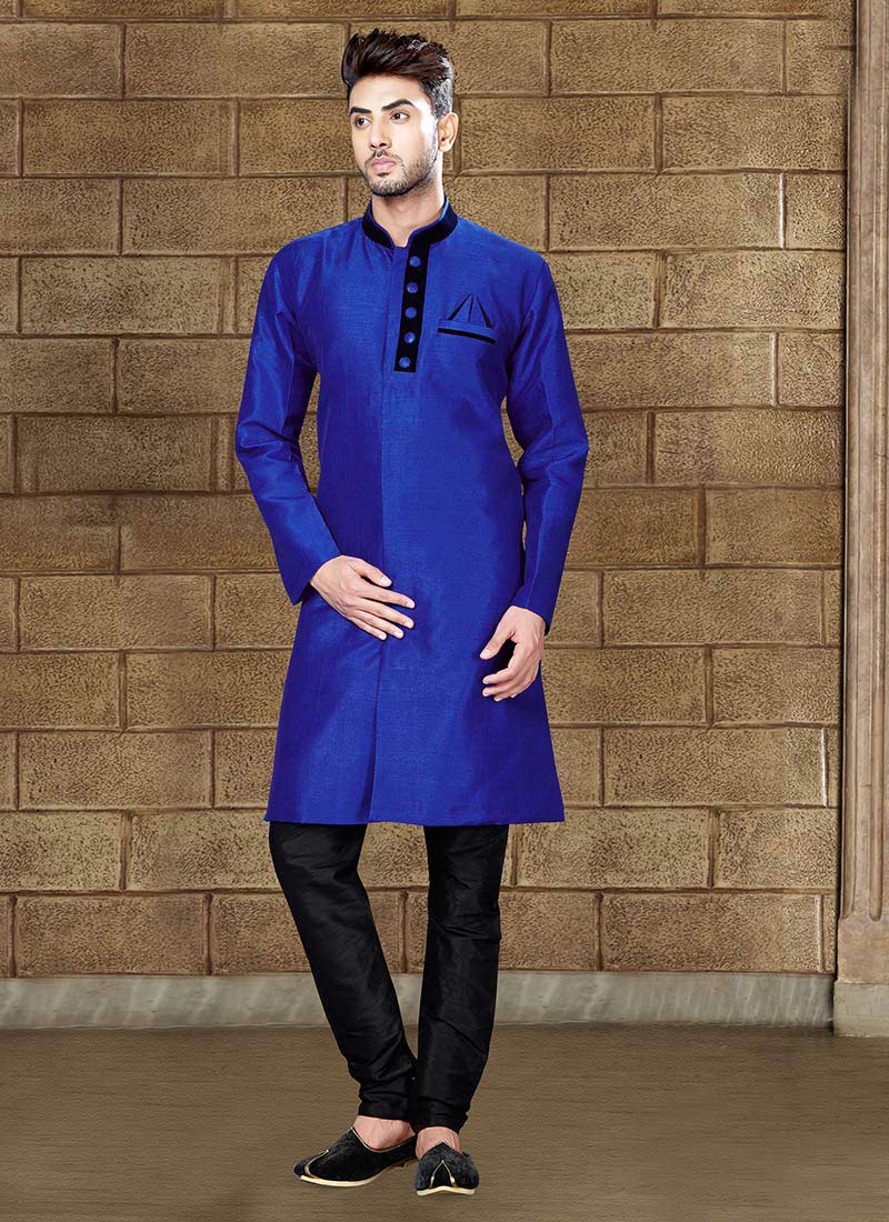 Blue Art Silk Indowestern Sherwani
