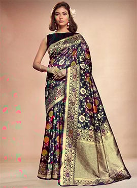 Blue Benarasi Art Silk Saree