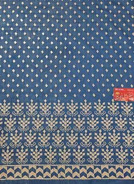 Blue Chanderi Art Silk Fabric