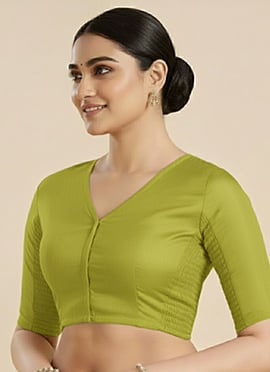 Blue Chanderi Cotton Stretchable Blouse