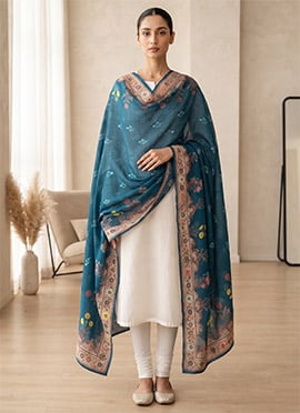 Blue Chiffon Digital Print Dupatta