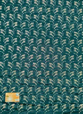 Teal Green Chinon Embroidered Fabric