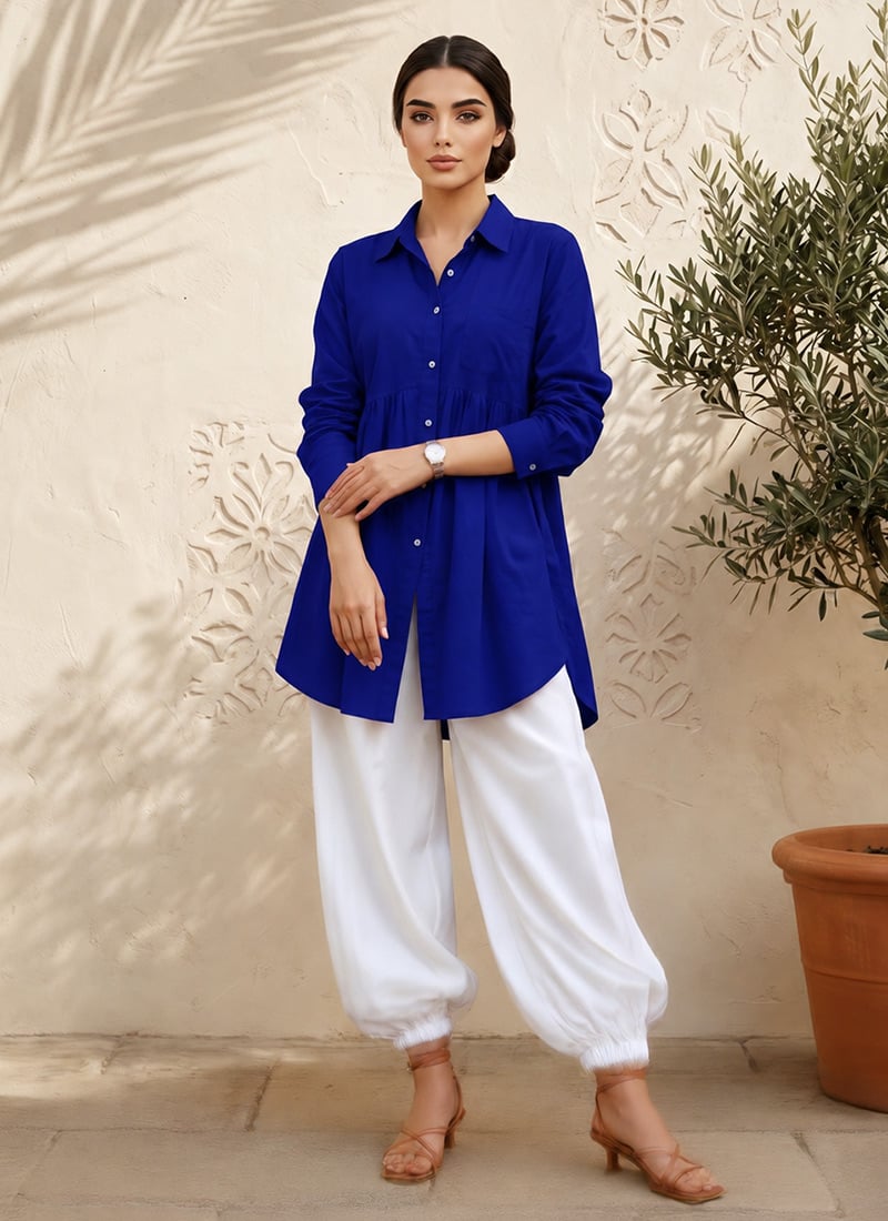 Blue Cotton Co Ord Set After Six Wear
