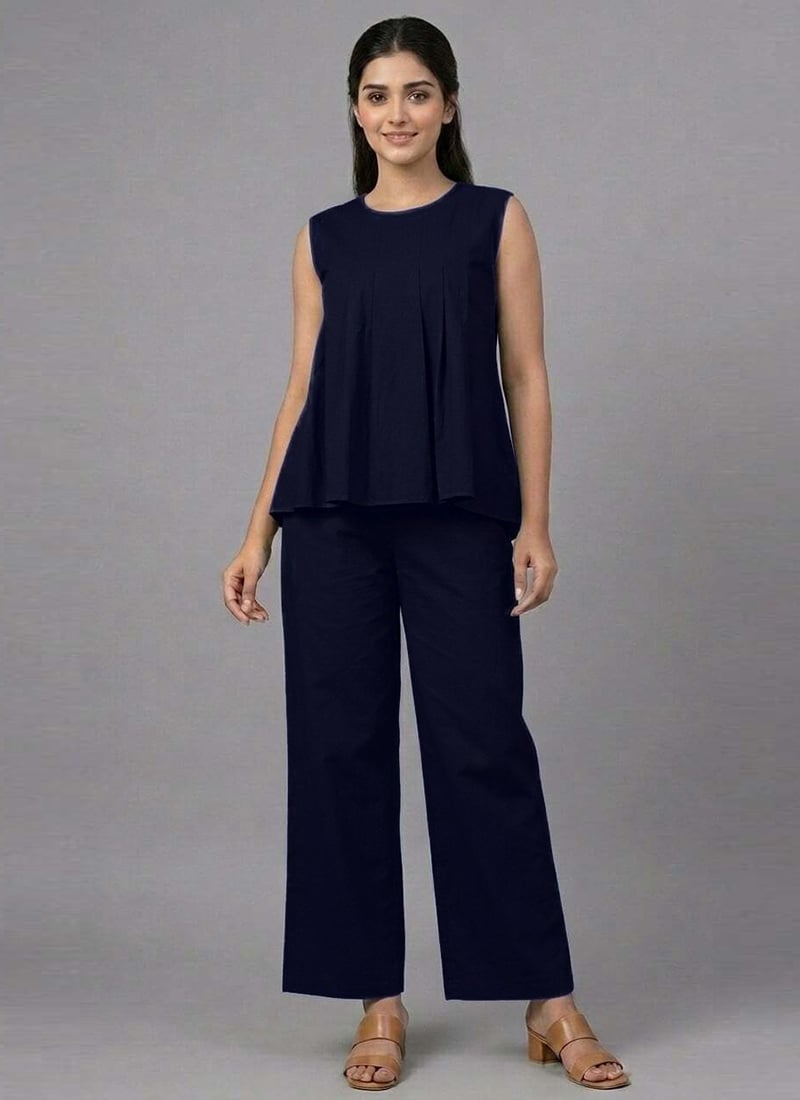 Blue Cotton Gorgeous Co Ord Set After Six Wear