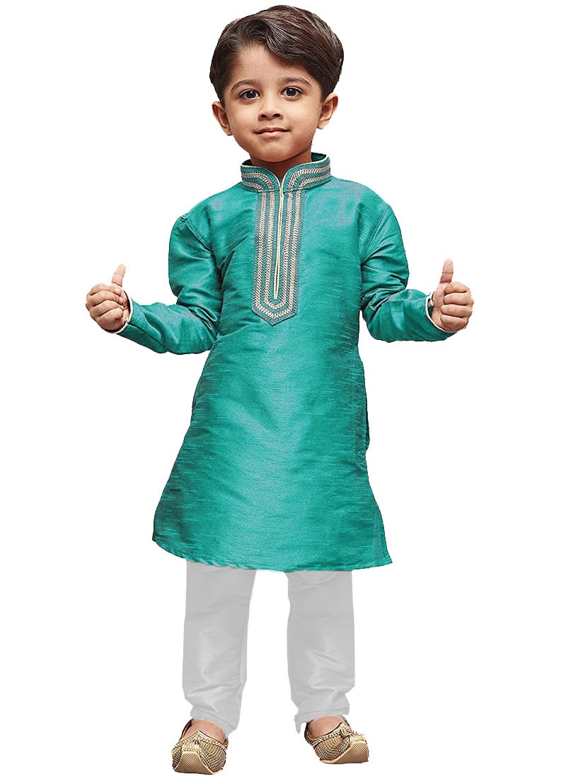 Sky Blue Dupion Silk Kurta Pyjama
