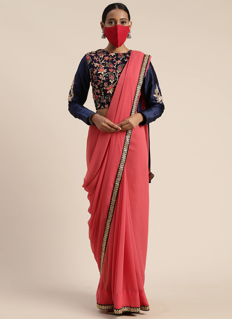 Shop Blue Embroidered Blouse N Pink 