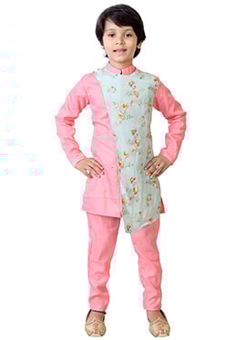Blue Embroidered Thigh Length Kurta Pyjamas