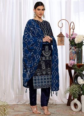 Blue Faux Georgette Embroidered Pakistani Suit