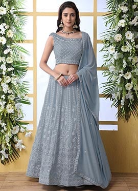 Blue Georgette A Line Lehenga
