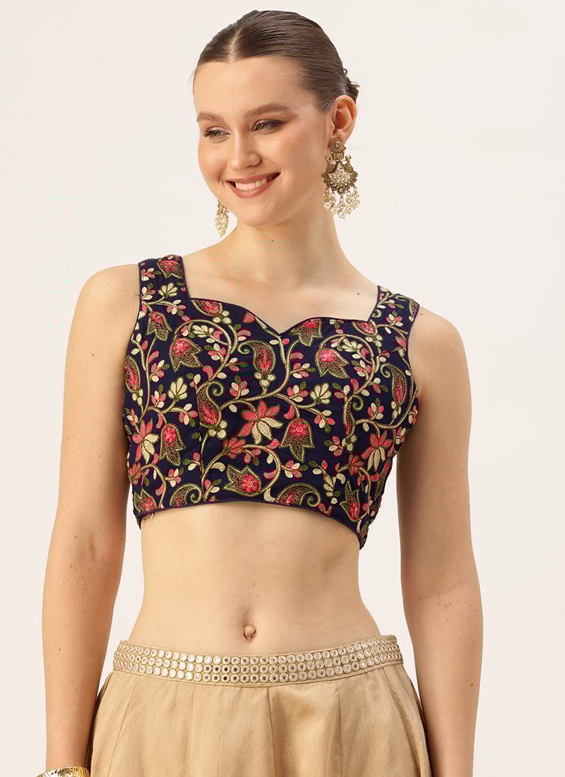 Blue Georgette Embroidered Blouse
