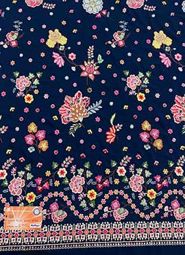 Blue Georgette Embroidered Fabric