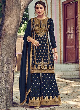 royal blue palazzo suit