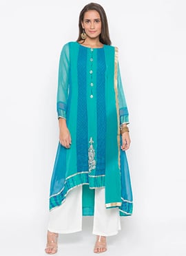 Blue Georgette Palazzo Suit