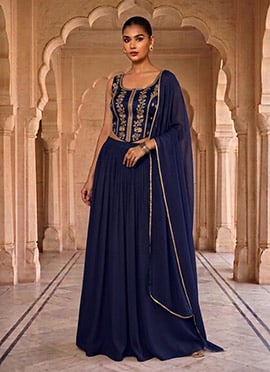Blue Georgette Zari Sequins Lehenga