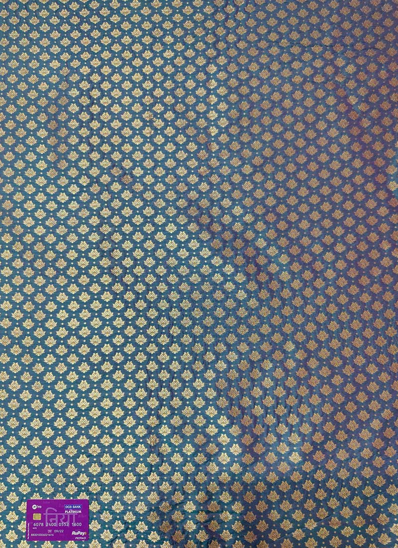 Blue Jacquard Art Silk Fabric