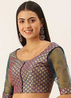 Blue Jacquard Blouse