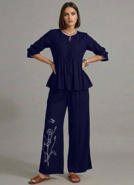 Blue Linen Cotton Stunning Co Ord Set