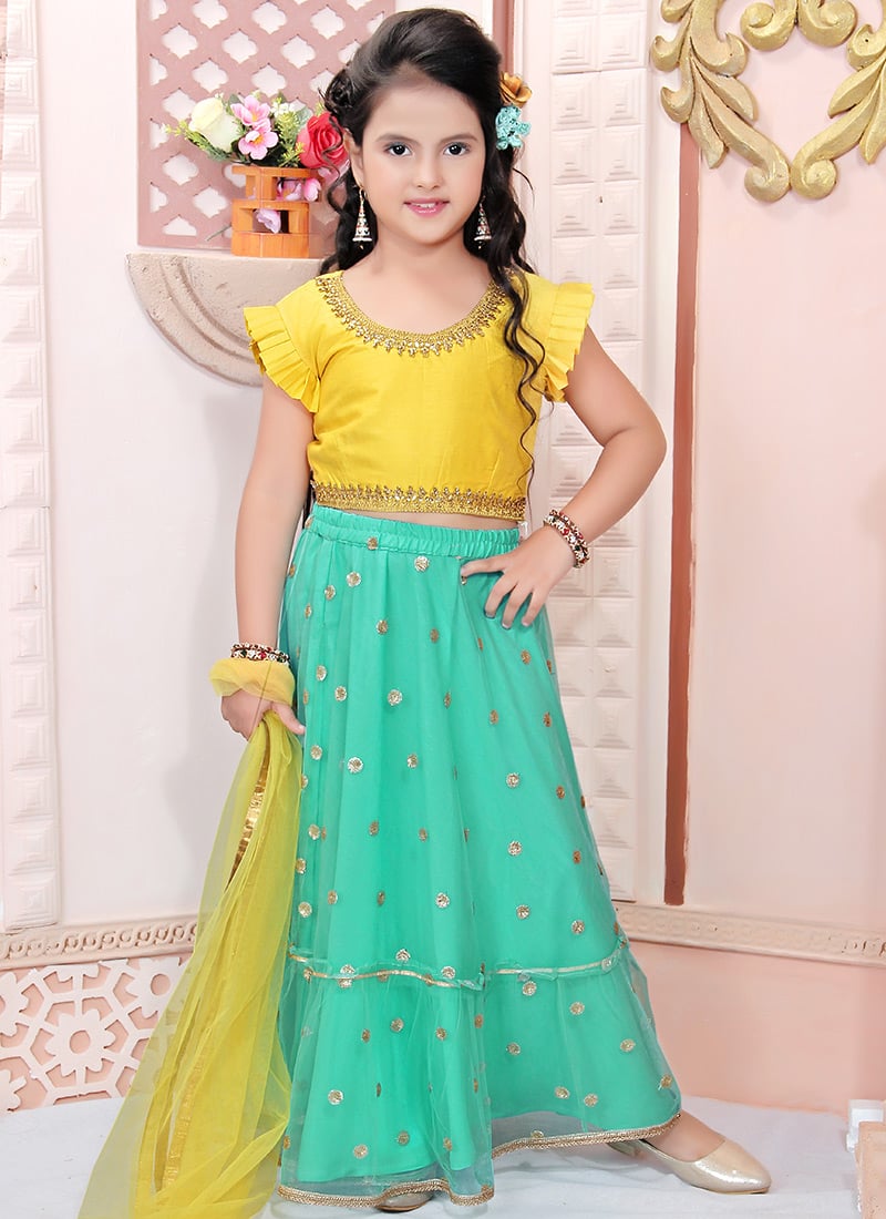 Blue Net A Line Lehenga