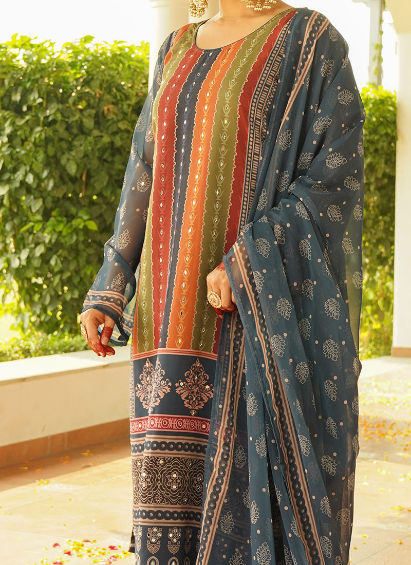 Yellow Designer Readymade Organza Pant Suit With Wevon Design Baadla Work