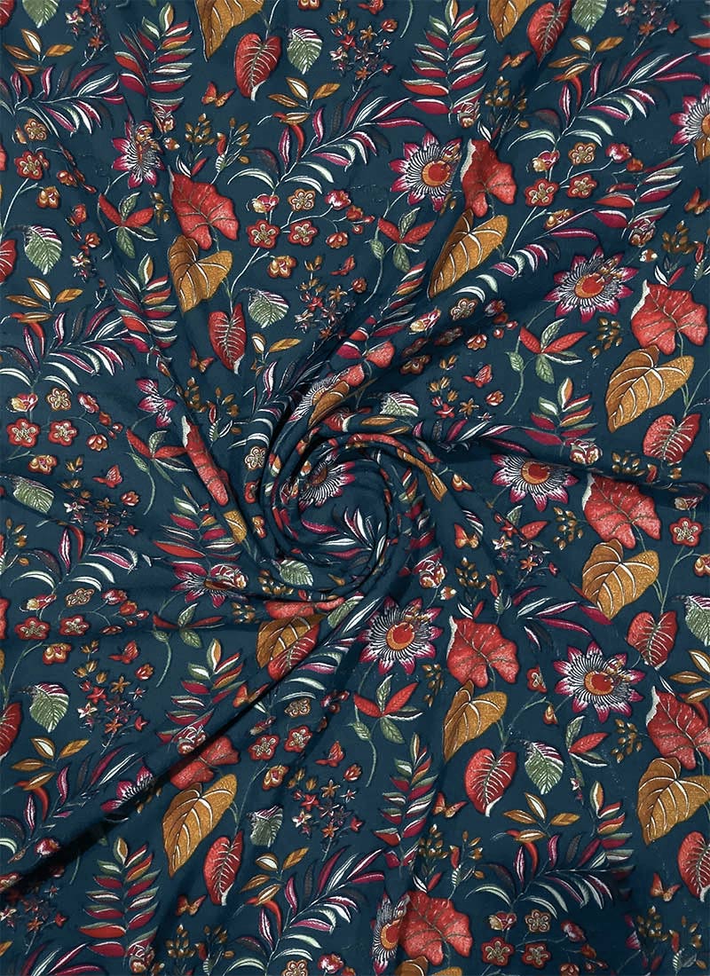 Blue Printed Fabric