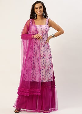 Blue Printed Palazzo Suit