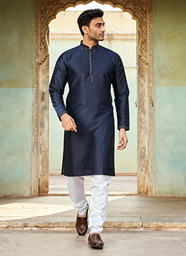 Blue Silk Kurta Pyjama For Men