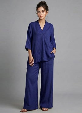 Blue Twilight Ease Cotton Co Ord Set