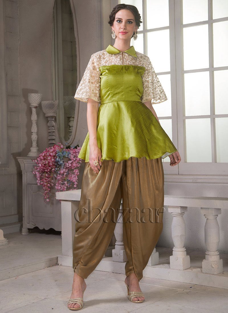 Ethnovog Bell Sleeve Top With Dhoti Party Wear
