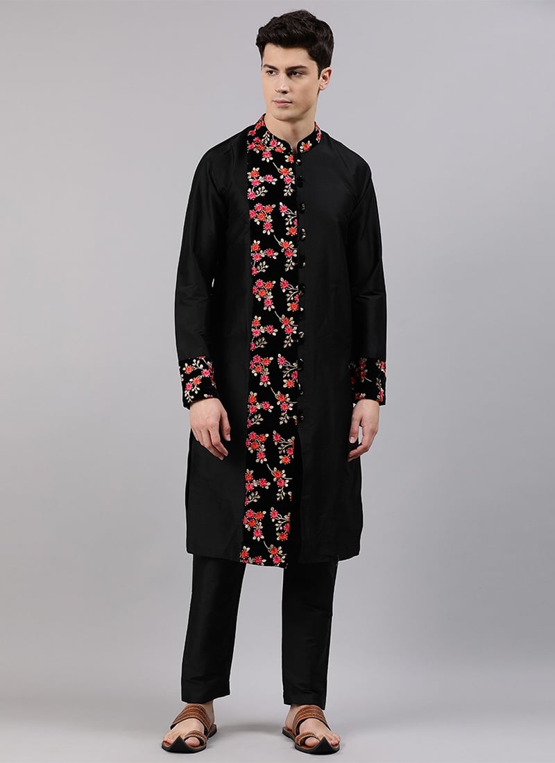 Ethnovog Black Narrow Straight Pant Suit