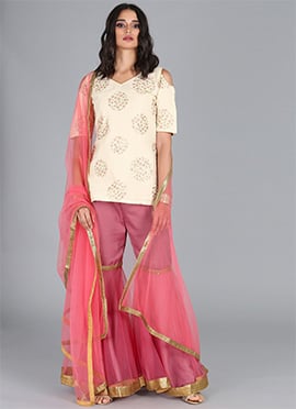 Ethnovog Pink Gharara Suit