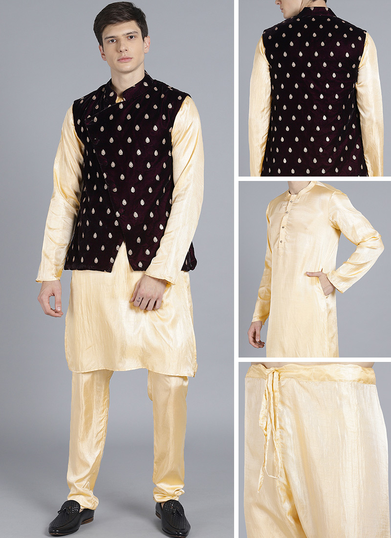 Ethnovog Beige Bandi Set Party Wear