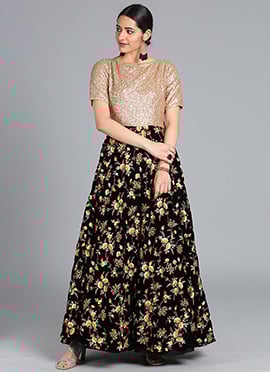 Ethnovog Customised Black Embroidered Gown