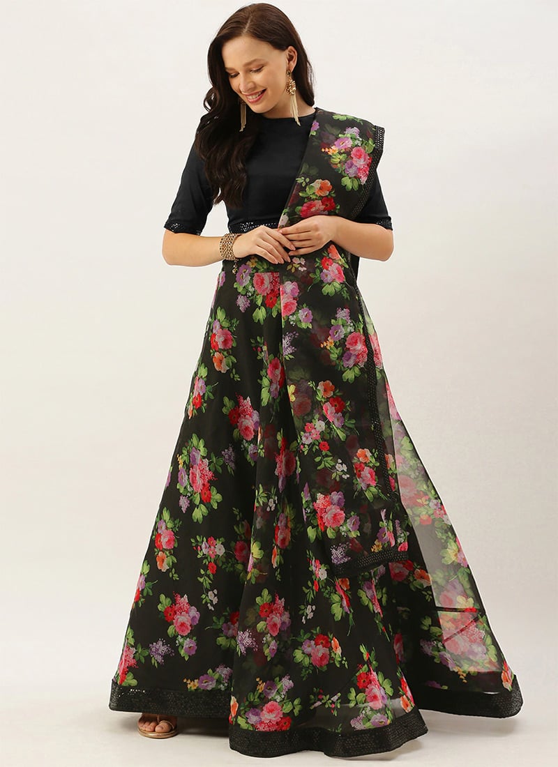 Ethnovog Black Lehenga Set