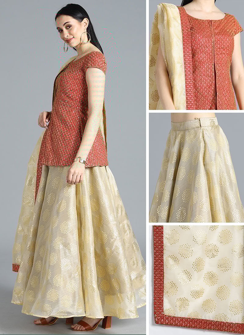 Ethnovog Foil Print Lehenga Set Party Wear