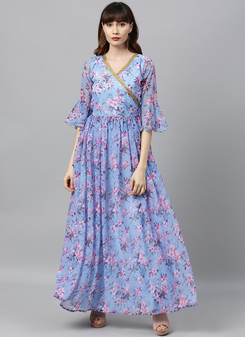 Ethnovog Digital Print Angrakha Style Kurti Party Wear