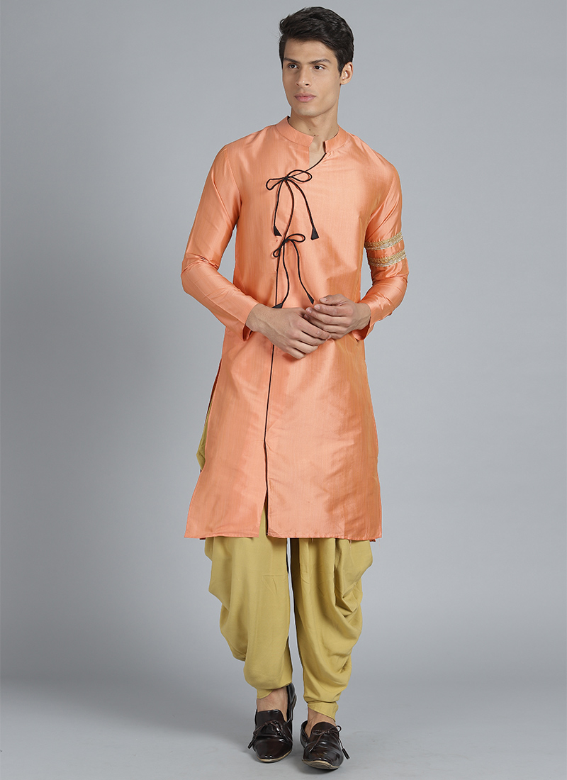 Ethnovog Taffeta Peach Kurta Set