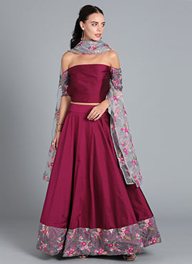 BollywoodVogue Off Shoulder Lehenga Set