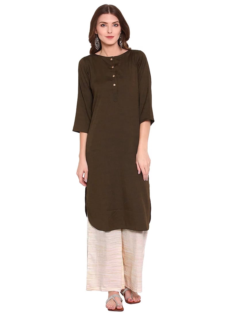 Brown Palazzo Kurta Set After Six Wear