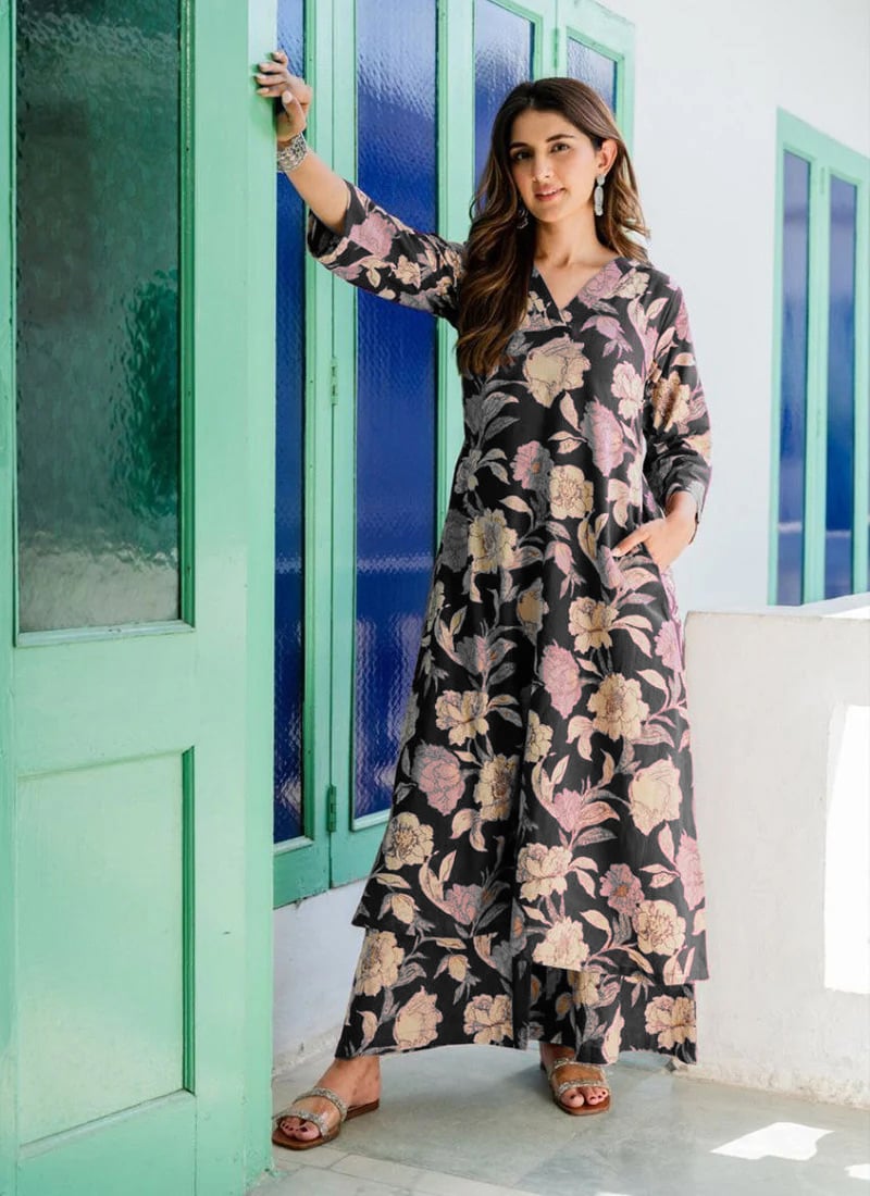 Brown Rayon Digital Print Co ord sets After Six Wear