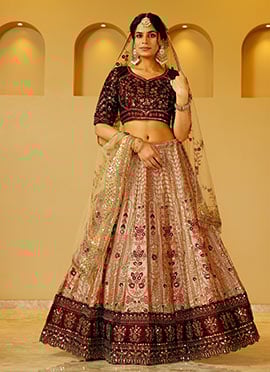 Brown Silk Embroidered Sequins Stunning Lehenga
