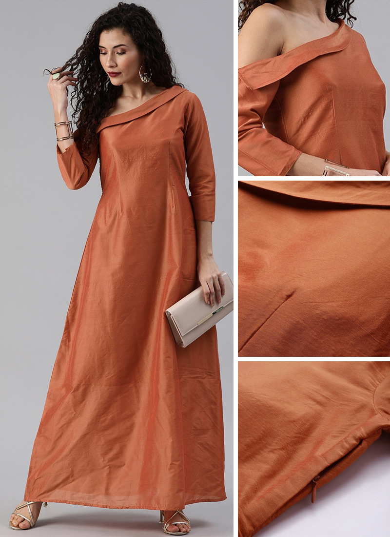 Brown Modal One Shoulder Dress After Six Wear