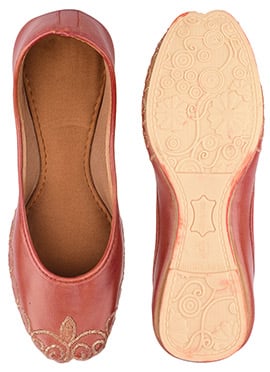 Brown Zari Work Juti