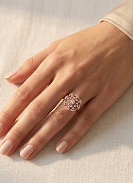 Charming Rose Gold 925 Sterling Silver Moissanite Ring