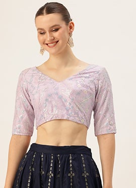 Chic Lavender Net Embroidered Blouse
