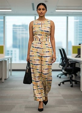Chic Multicolor Silk Indo Western Jumpsuit