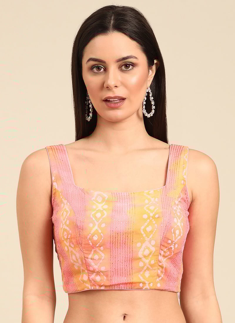 Chinon Multicolored Blouse Festive Wear