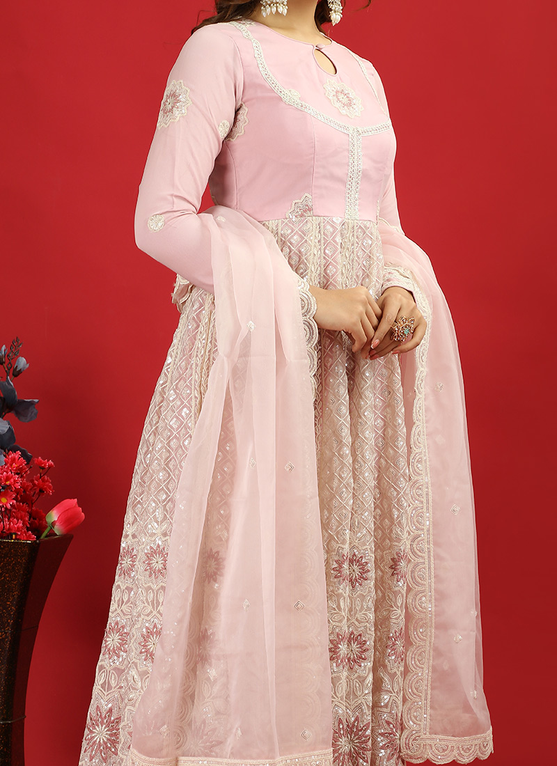 organza suit anarkali