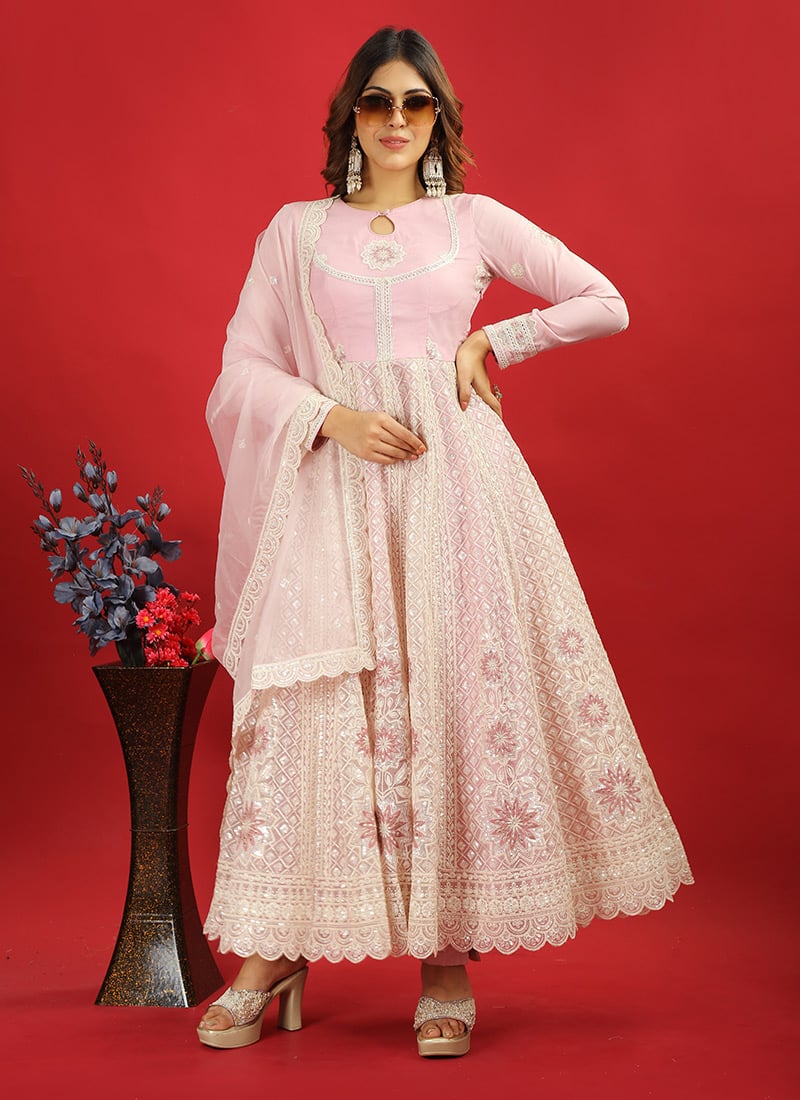 Teen Girls Classic Organza Embroidered Anarkali Suit